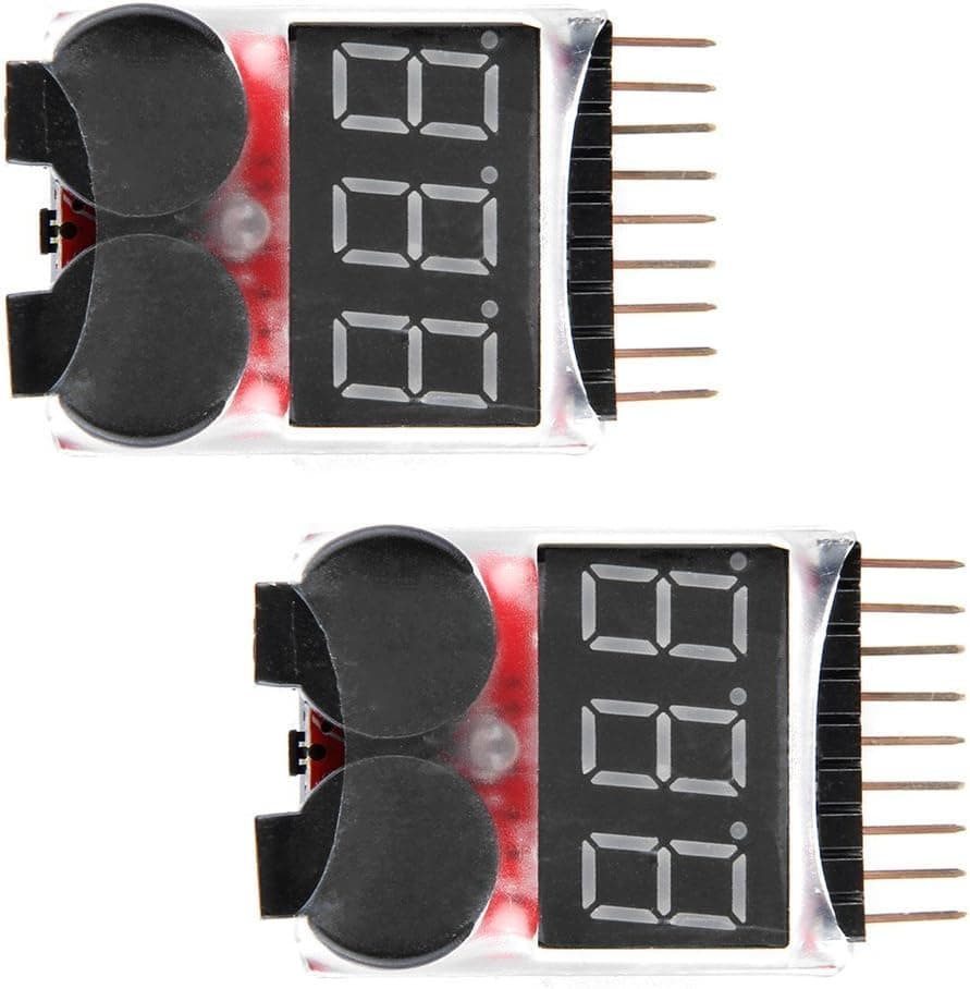 Nevlantii 2-pack RC Lipo Battery Voltage Checker Low Voltage Buzzer Alarm