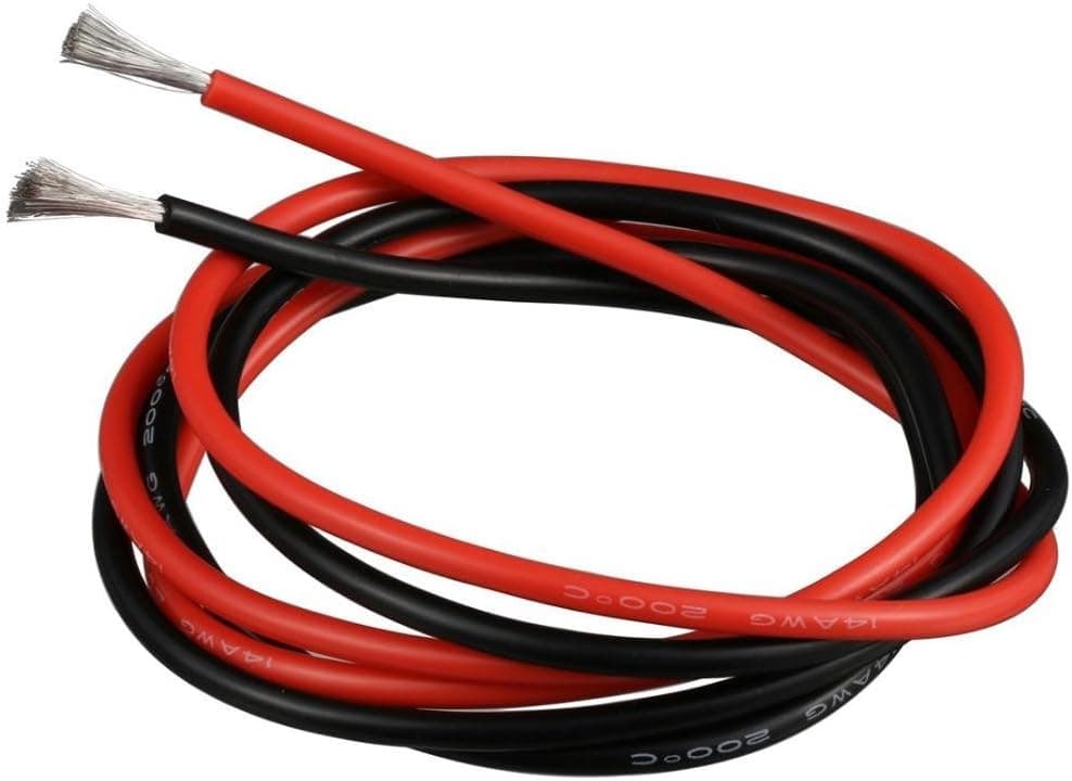 BNTECHGO 14 Gauge Flexible 2 Conductor Parallel Silicone Wire Red Black 200C 600V Stranded Tinned Copper