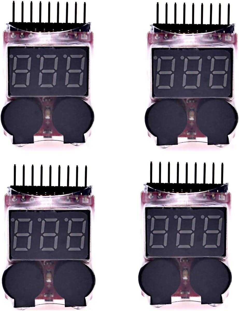 Readytosky Lipo Battery Checker Low Voltage Buzzer Alarm 1-8S (4PCS)