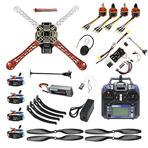 QWinOut DIY FPV Drone Quadcopter 4-axle Aircraft Kit: F450 Frame + PXI PX4 Flight Control + 920KV Motor + GPS + FS-i6 Transmitter + Battery