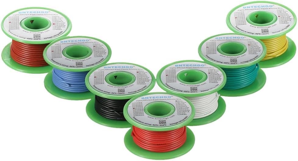 BNTECHGO 20 Gauge Silicone Wire Kit 7 Color Each 25 ft Flexible Stranded Tinned Copper