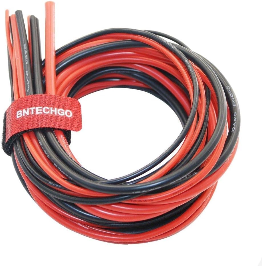 BNTECHGO 10/12/14/16/18 Gauge Silicone Wire 600V Flexible High Temperature Tinned Copper, Black/Red