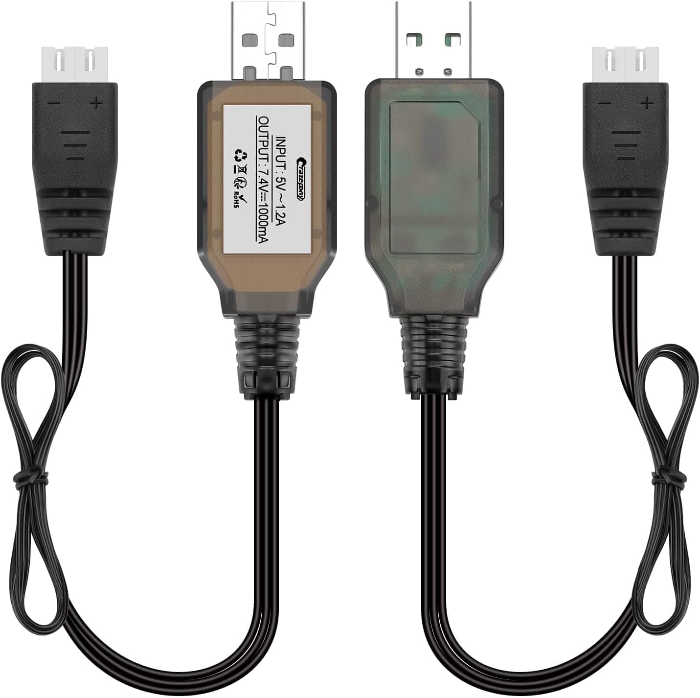 Crazepony 2pcs USB Charger Cable 1A XH-3P for 2S 7.4V LiPo Battery FPV Drone