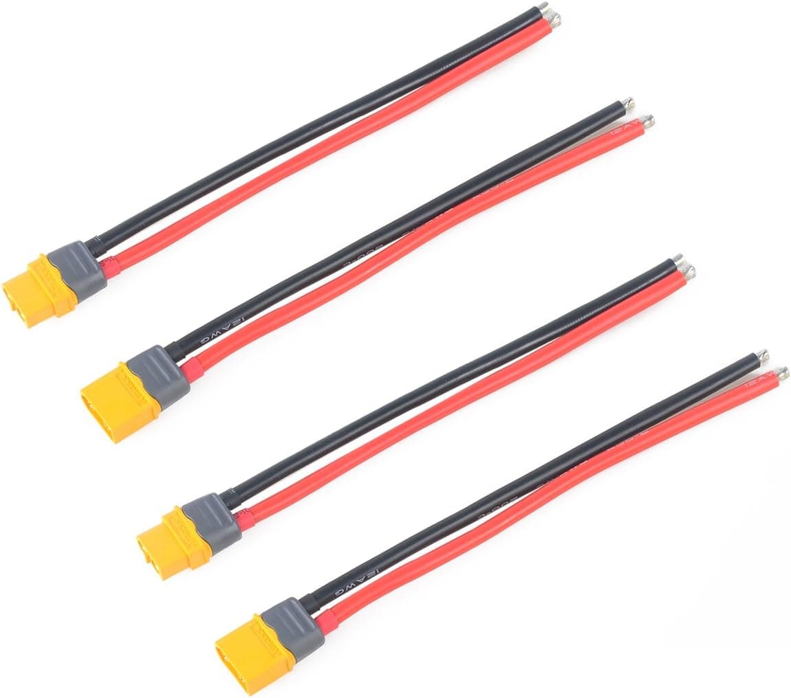 4pcs XT60 Plug Male Female Connector w/ Sheath & 150mm 12AWG Silicone Wire