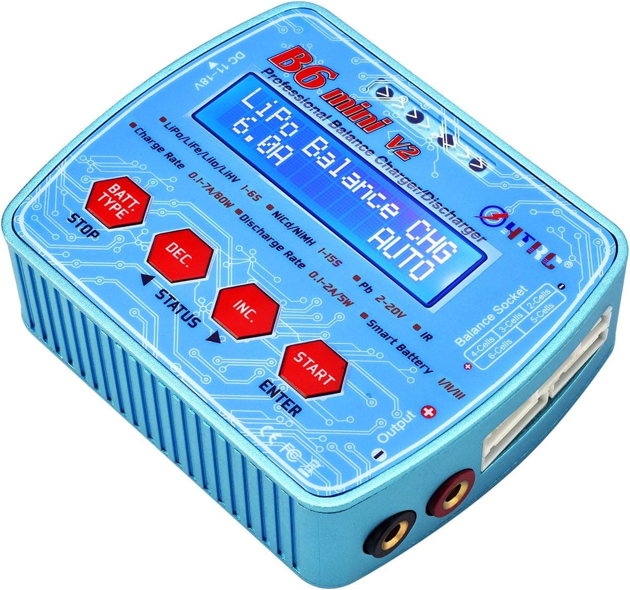 HTRC LiPo Charger 1-6S AC/DC 80W 7A Digital B6Mini V2 RC Balance Discharger