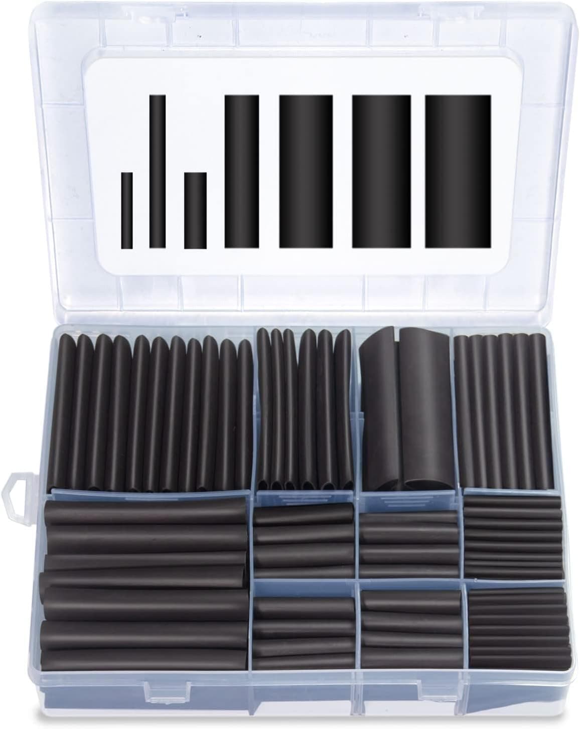 MILAPEAK 172pcs 3:1 Dual Wall Adhesive Heat Shrink Tubing Kit 7 Large Sizes with Case, Black