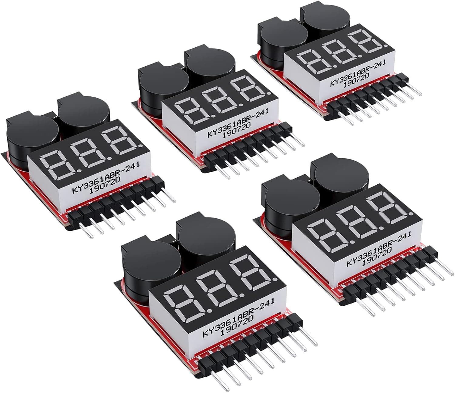 CAMWAY 5PCS 2-in-1 1-8S Lipo Battery Voltage Tester Low Voltage Buzzer Alarm