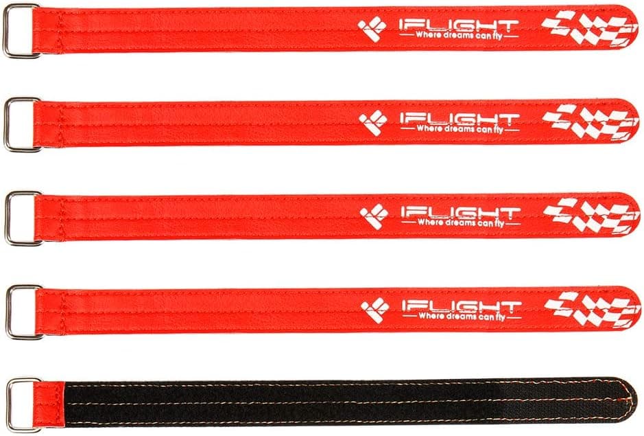iFlight 5pcs RC Reinforced LiPo Battery Strap 20x250mm Non-Slip (Red)