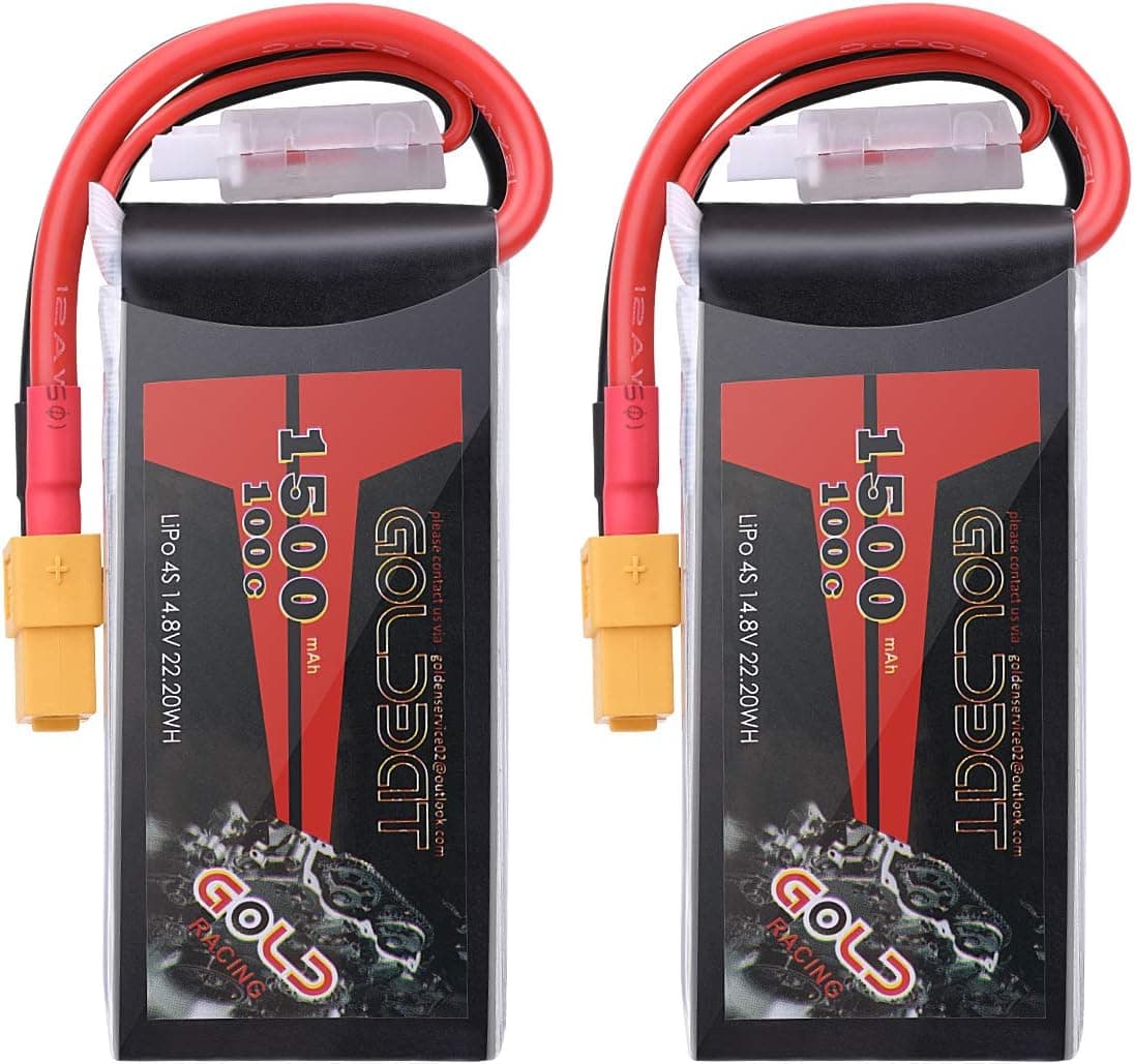 GOLDBAT 1500mAh 4S 100C 14.8V Lipo Battery Softcase XT60 for UAV Drone FPV (2 Pack)