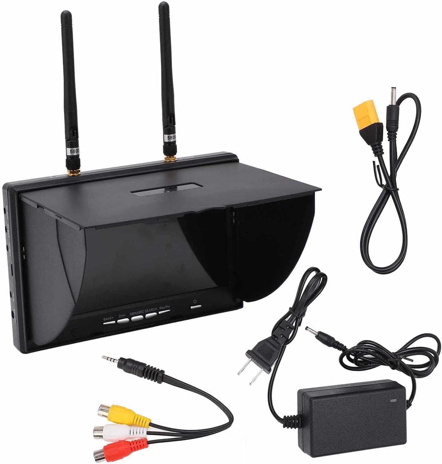 5.8Ghz FPV Receiver Monitor 7 Inch Dual Diversity 40 Channels Auto-Scan 800x480 LCD