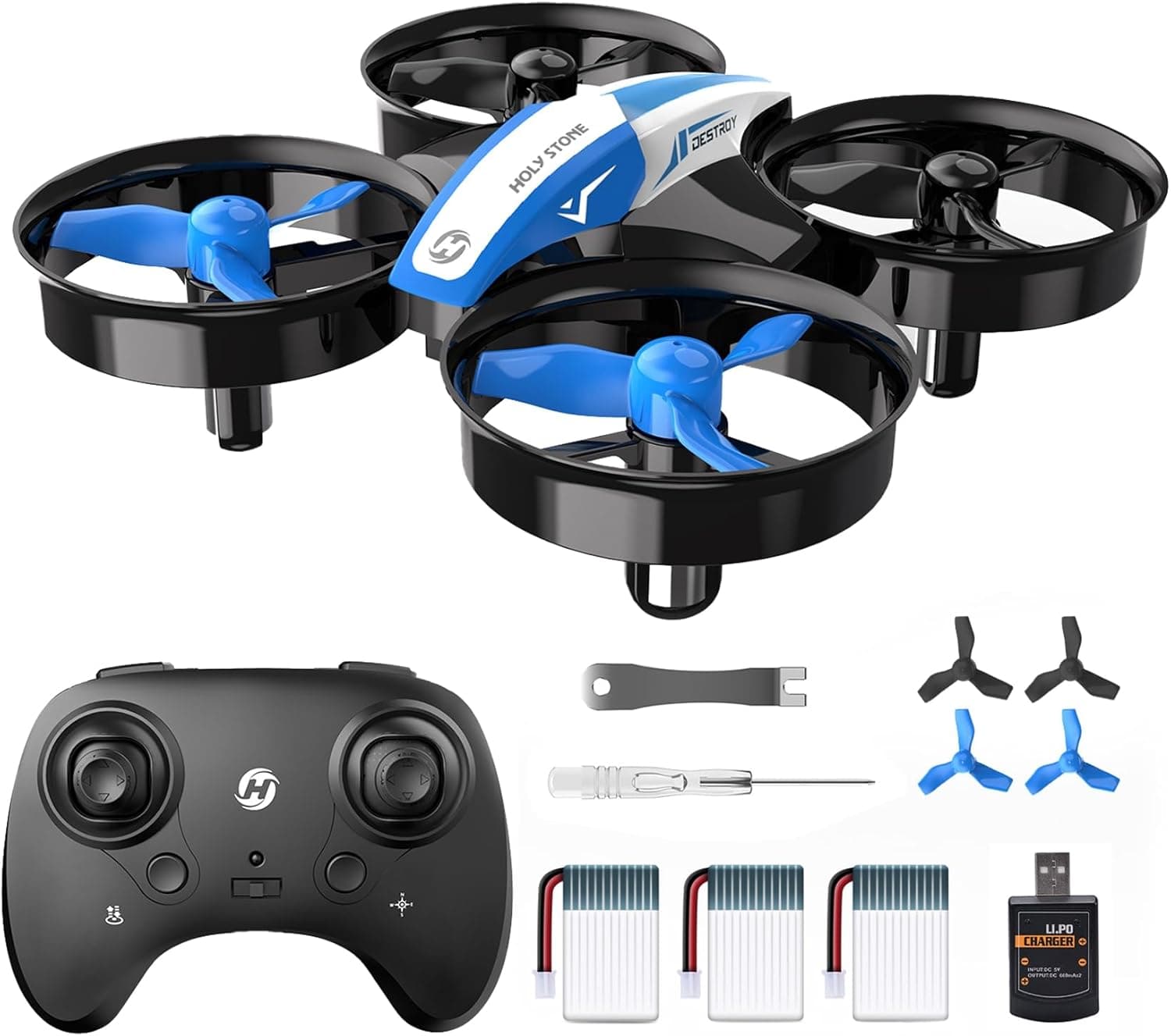 Holy Stone HS210 Mini Drone for Kids and Beginners, Blue, 3 Batteries