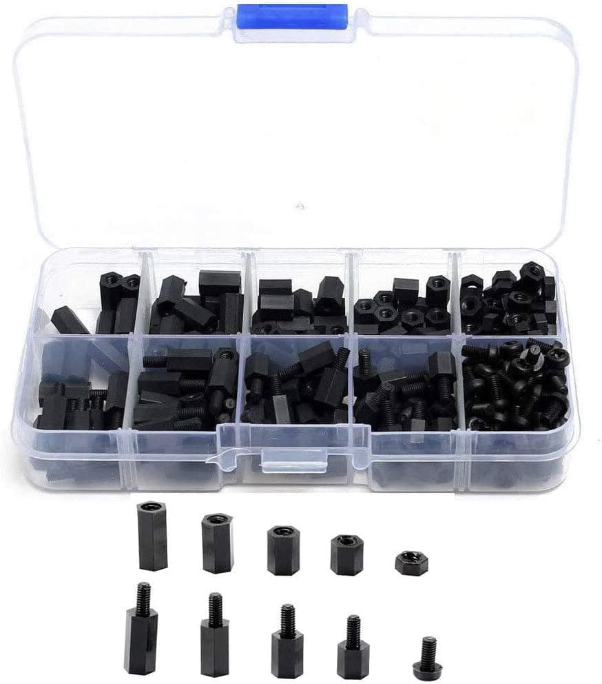 Saiper 300pcs M3 Nylon Male Female Hex Spacers Standoff Screw Nut Kit for FPV RC Drone