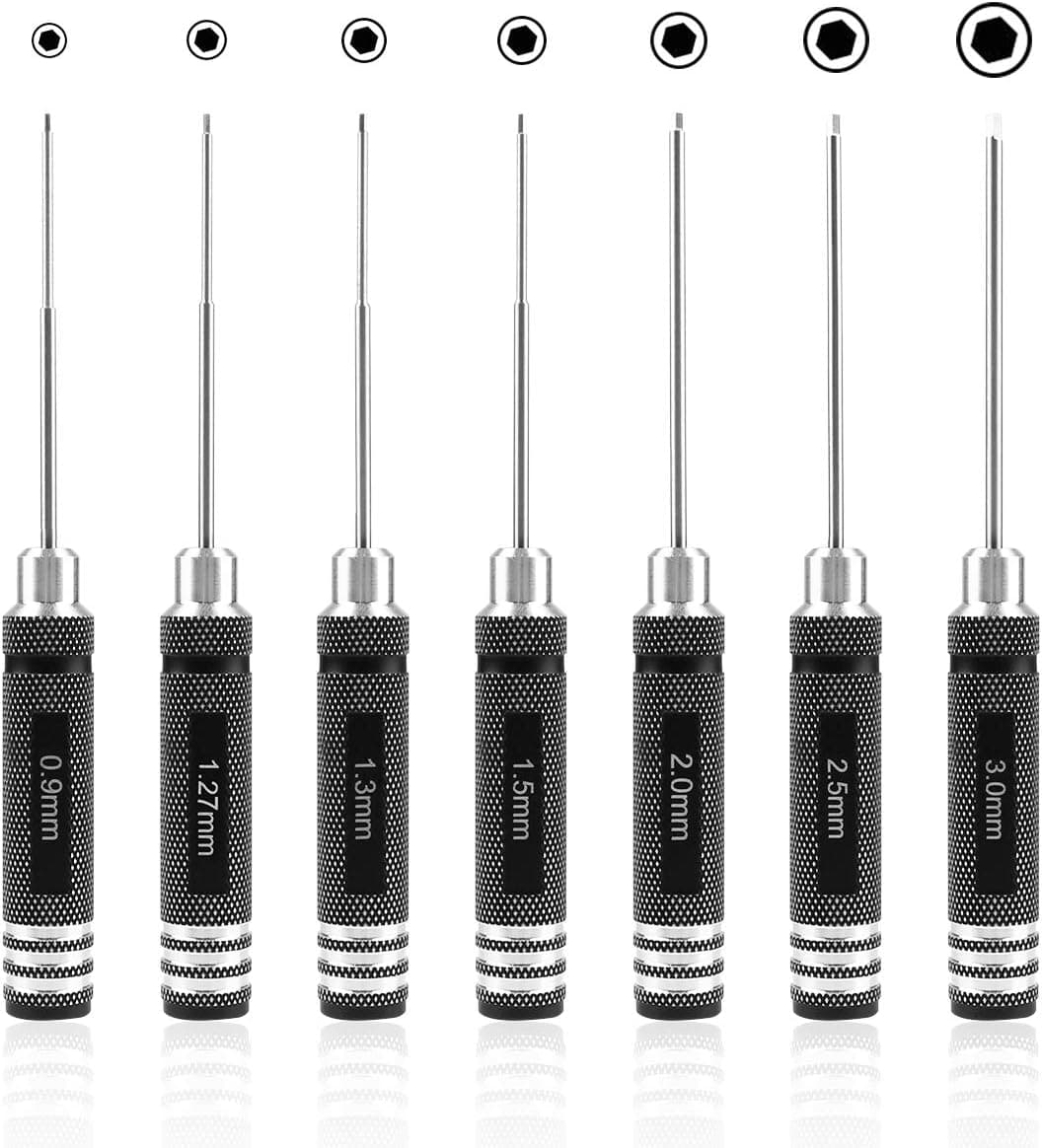 RC Hex Driver Set 7pcs Allen Screwdriver Kit 0.9-3.0mm for RC Car Traxxas Helicopter