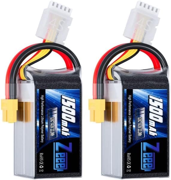 Zeee 4S 1500mAh 14.8V 120C Graphene Battery XT60 for FPV Drone Quadcopter (2 Pack)