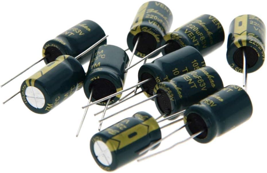 Fielect 10pcs 220uF 63V Low ESR Aluminum Radial Electrolytic Capacitor Low Impedance