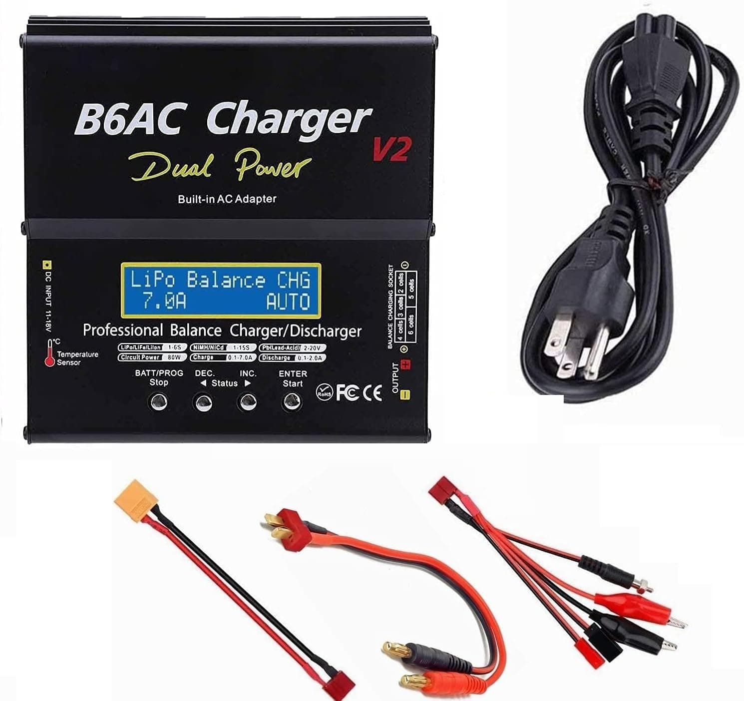 HobbyFly B6AC V2 80W 7A Lipo Battery Balance Charger Discharger 1S-6S