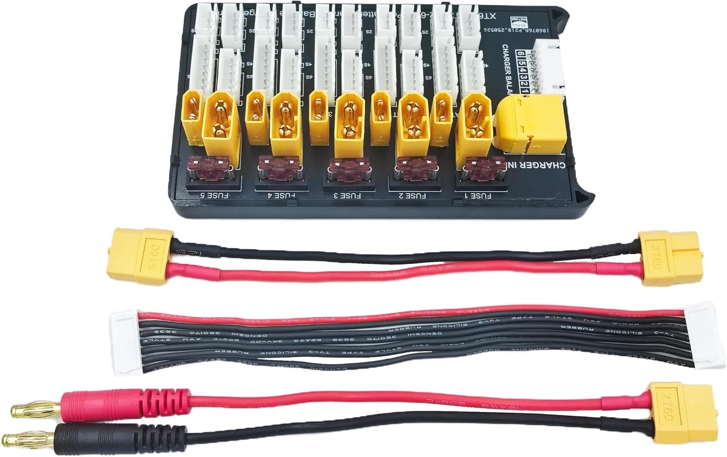 HobbyFly XT60 XT30 RC Lipo Parallel Charging Board 2-in-1 Supports 5 Packs 2S-6S