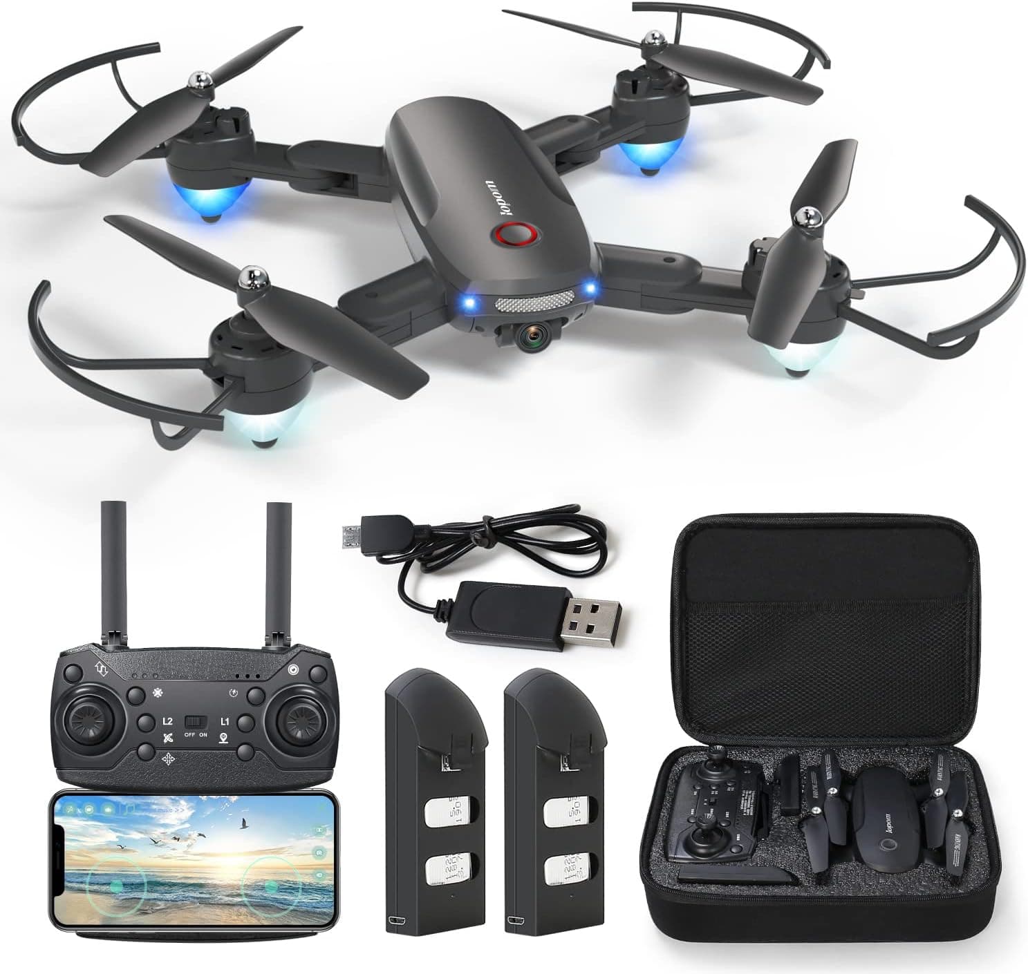 GPS Drone 4K Dual Camera 5G WiFi FPV Foldable Drone 40mins 2 Batteries