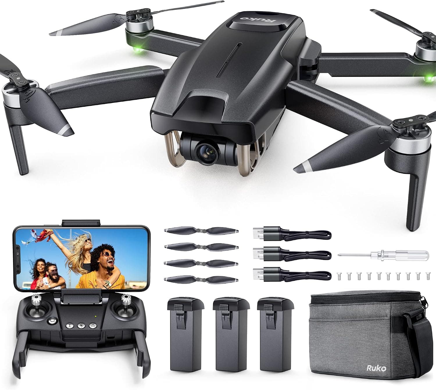 Ruko GPS Drone with 4K Camera, 90 Min Flight, 245g Foldable Quadcopter