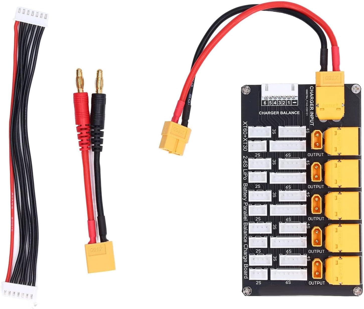Parallel Charging Board w/ XT30/XT60 Plugs for 2-6S Lipo Packs