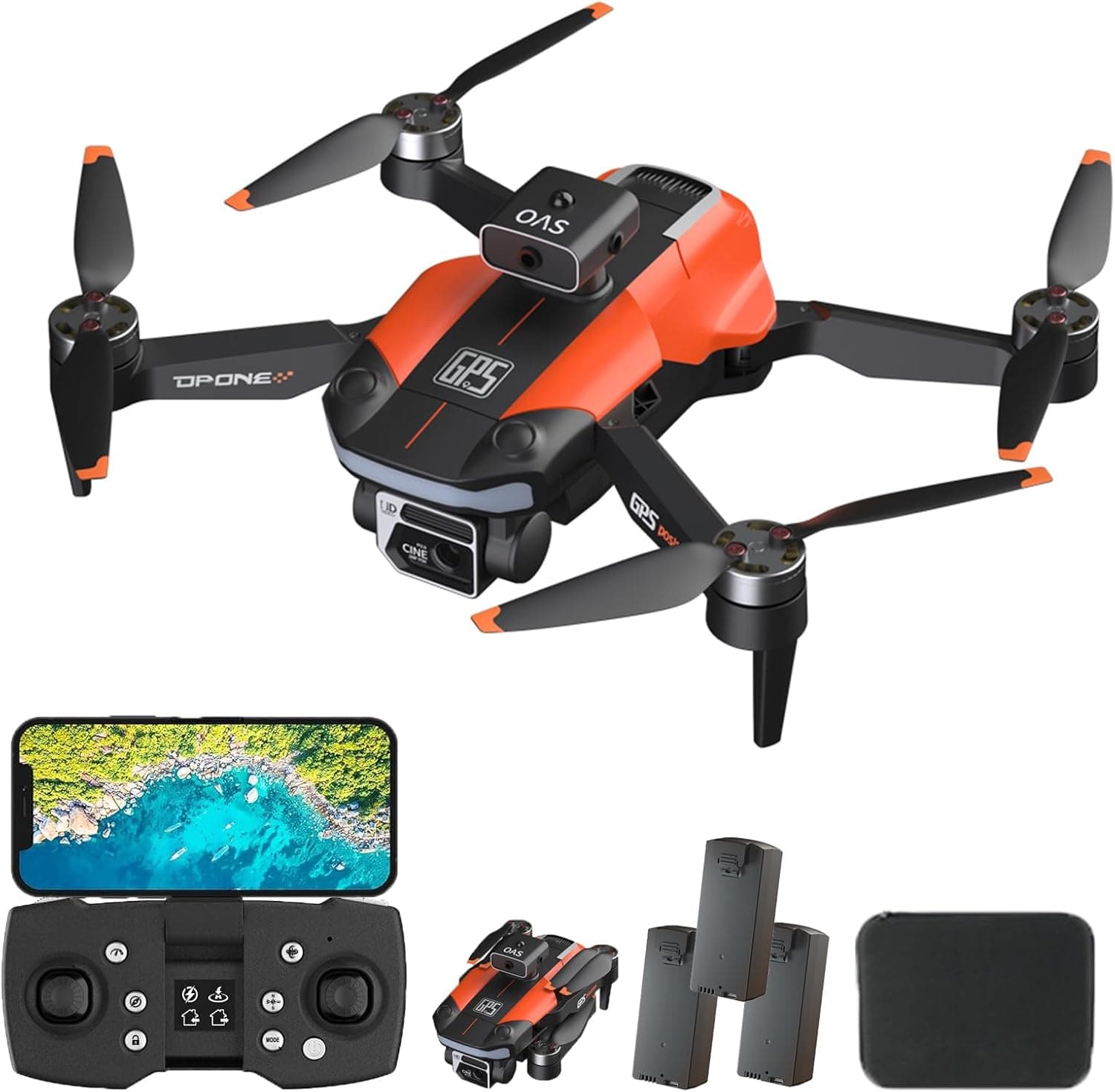 GoolRC GPS Drone 8K Dual Camera Brushless Motor Foldable 60 Mins 3 Batteries