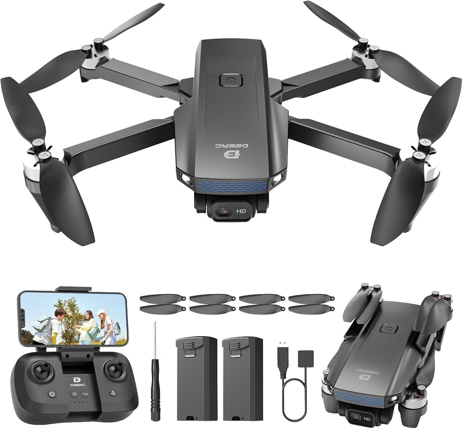 DEERC D20S Mini Drone with Camera 1080P, Foldable, Brushless Motor