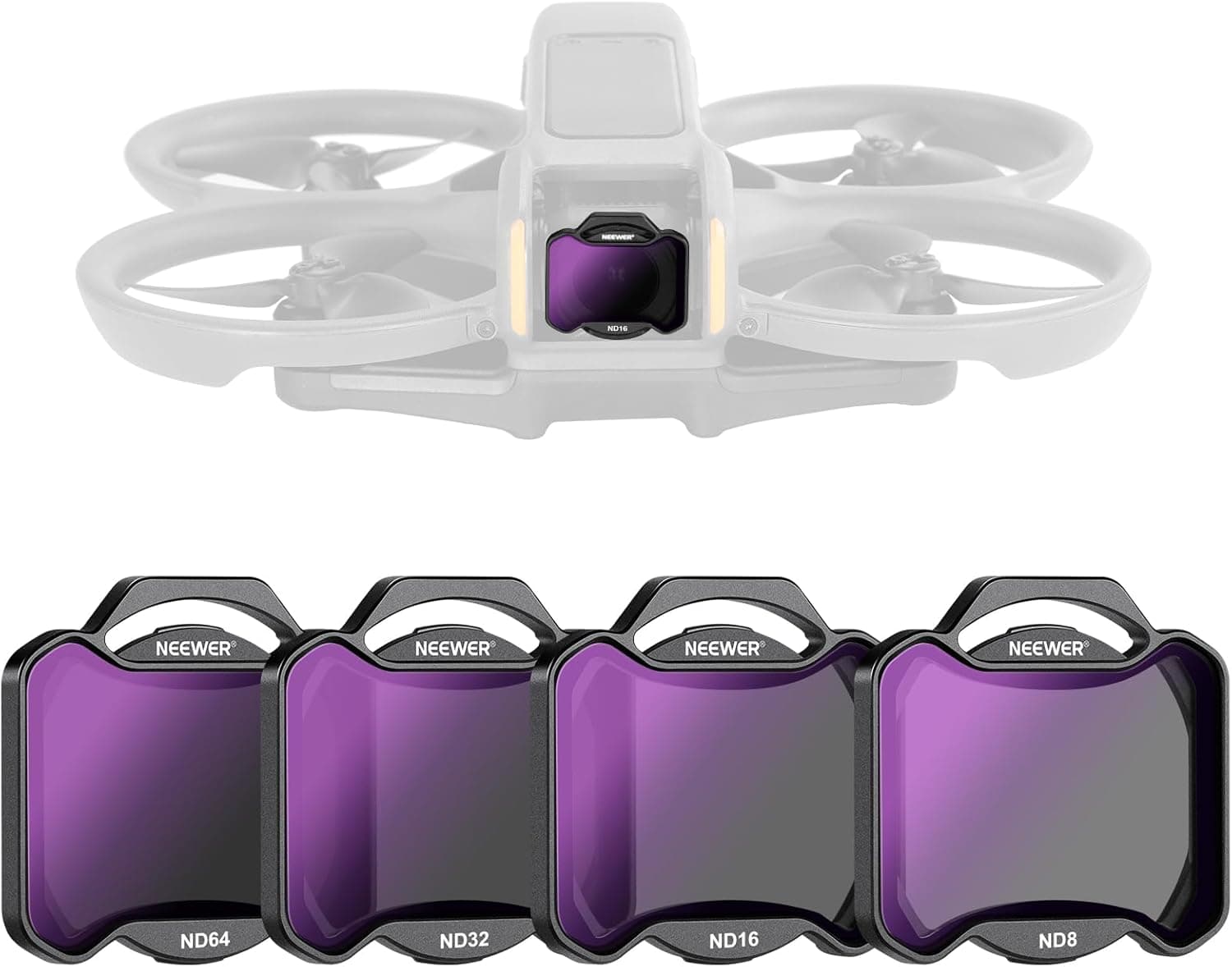 NEEWER Snap On ND Filter Set for DJI Avata 2, 4 Pack ND8 ND16 ND32 ND64