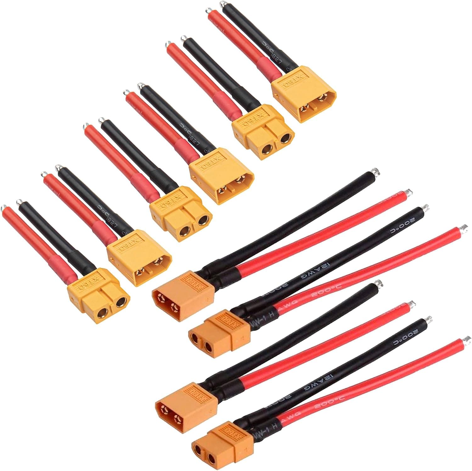 XT60 Plug Male Female Connector w/ 14AWG & 12AWG Silicone Wire Cable