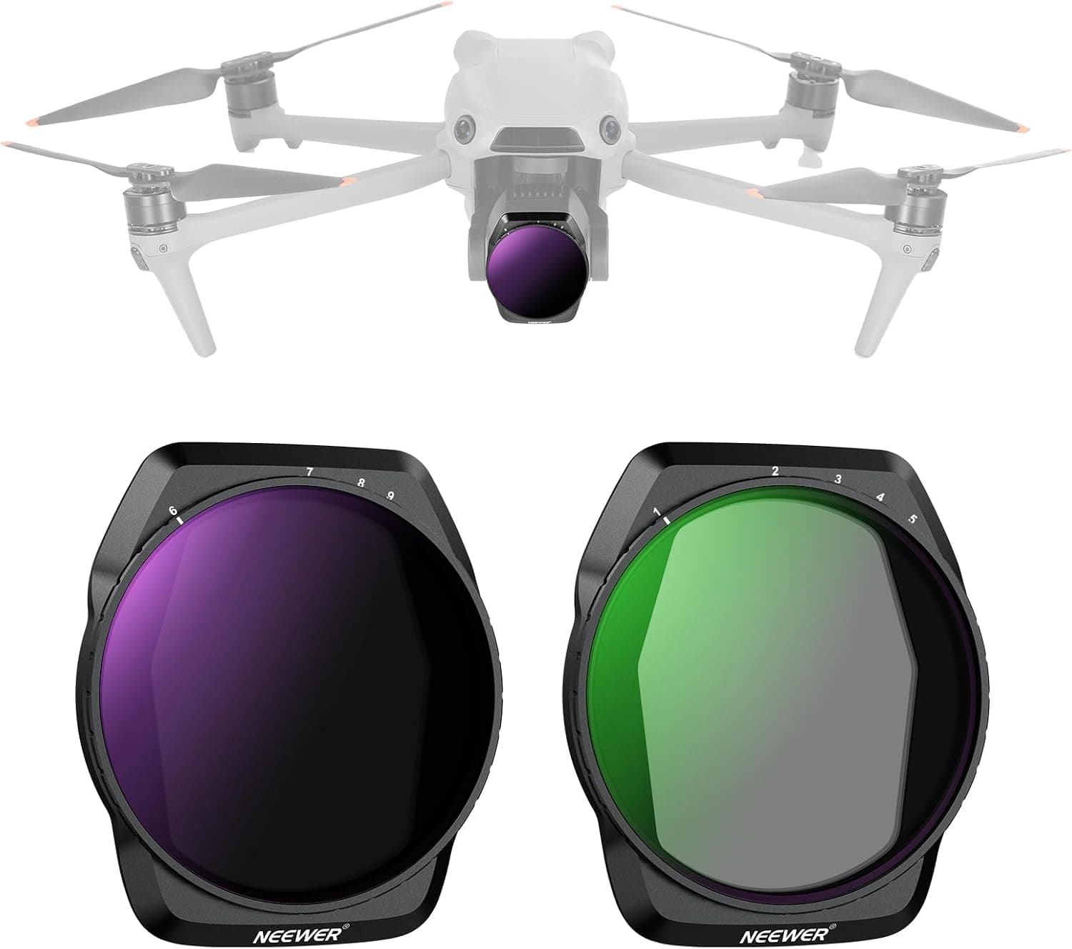 NEEWER Variable ND Filter Set for DJI Air 3S, ND2-32 + ND64-512