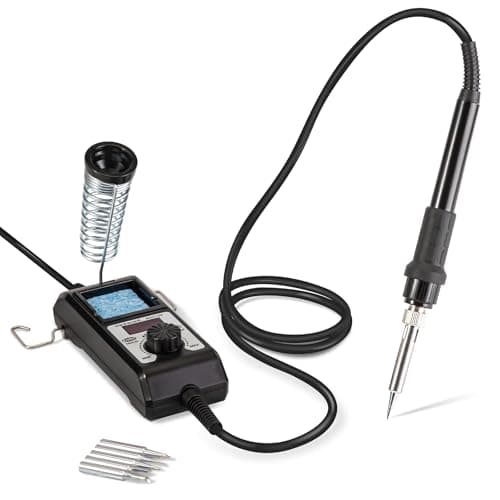 Digital Soldering Iron Station 60W 110V - 5 Tips, Adjustable Temp | Fast Heat, PID Control, Intuitive Digital Display, Heat-Resistant Ergonomic Handle, Circuit Board Repair, Electronics DIY