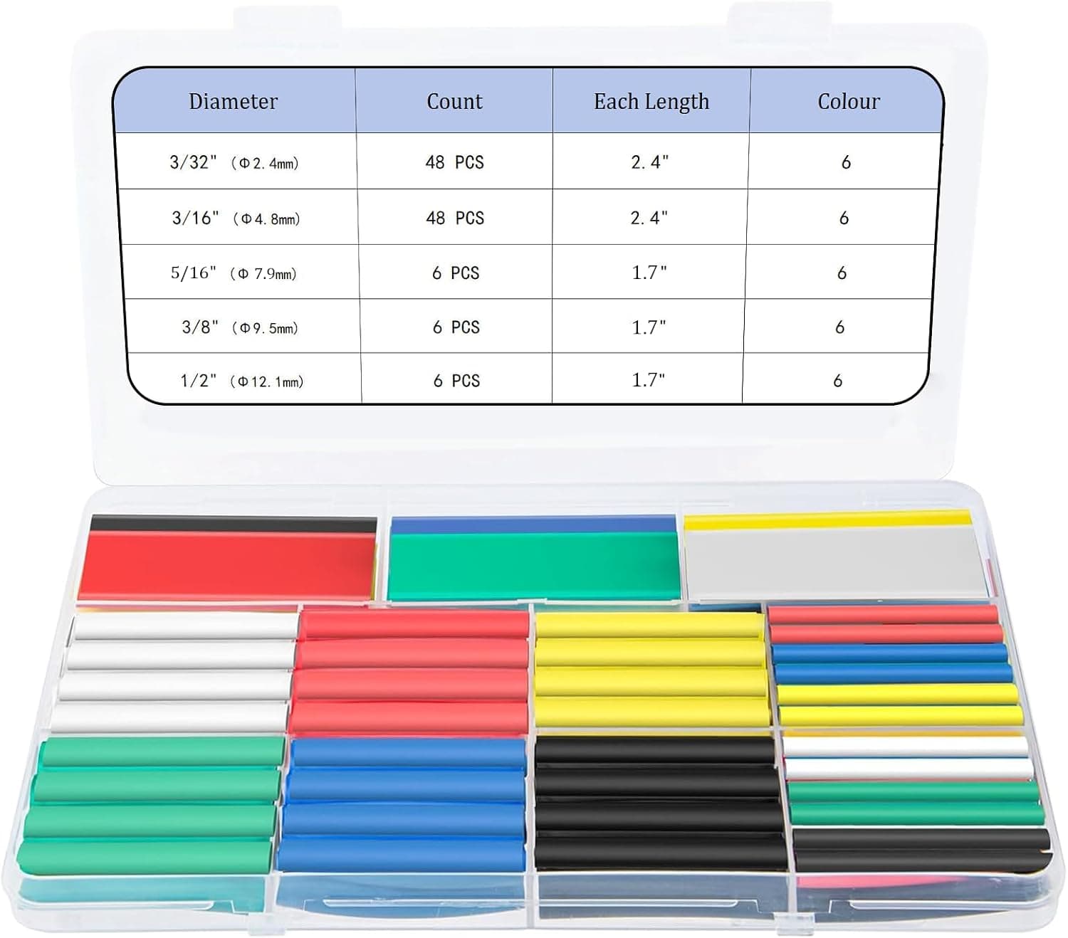 114 PCS Heat Shrink Tubing Kit 3:1 Adhesive Lined Marine Grade Waterproof 6 Colors 5 Sizes