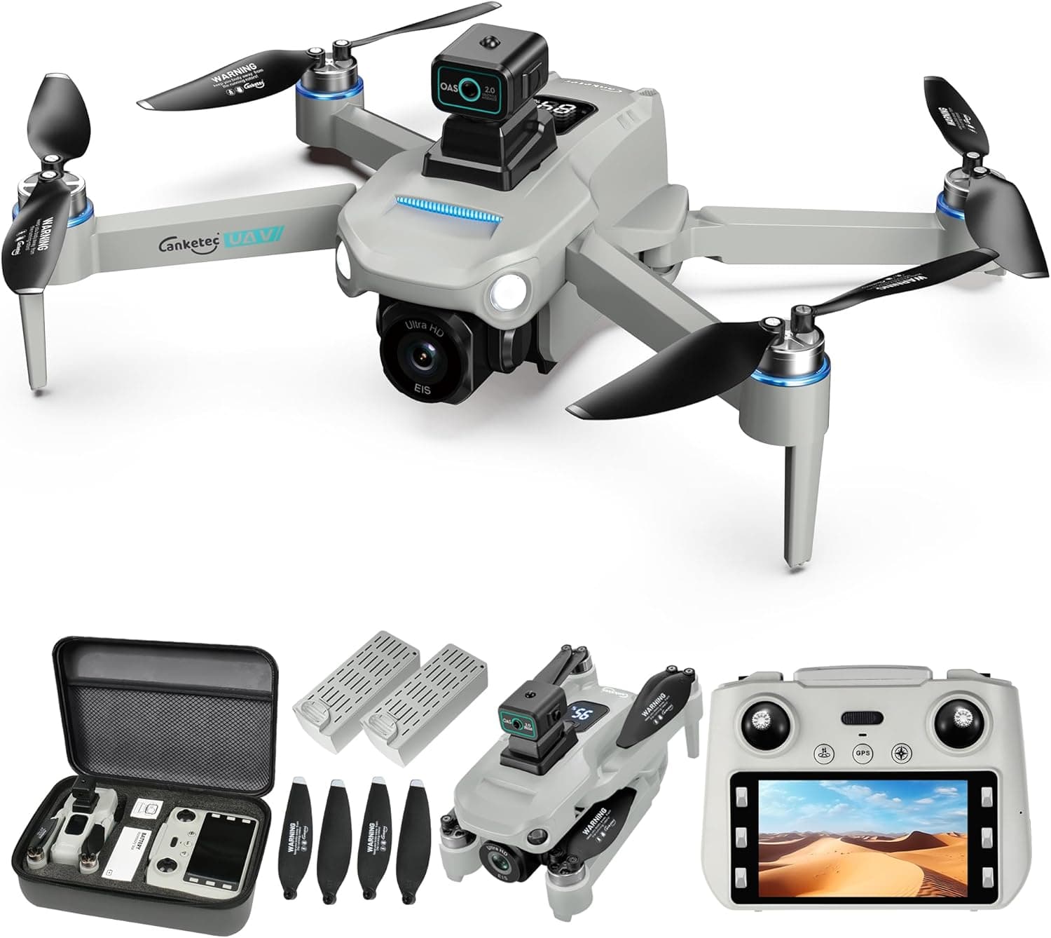 Drone 4K 4.5in LCD Screen GPS Brushless Foldable 5G FPV Quadcopter 60 Mins