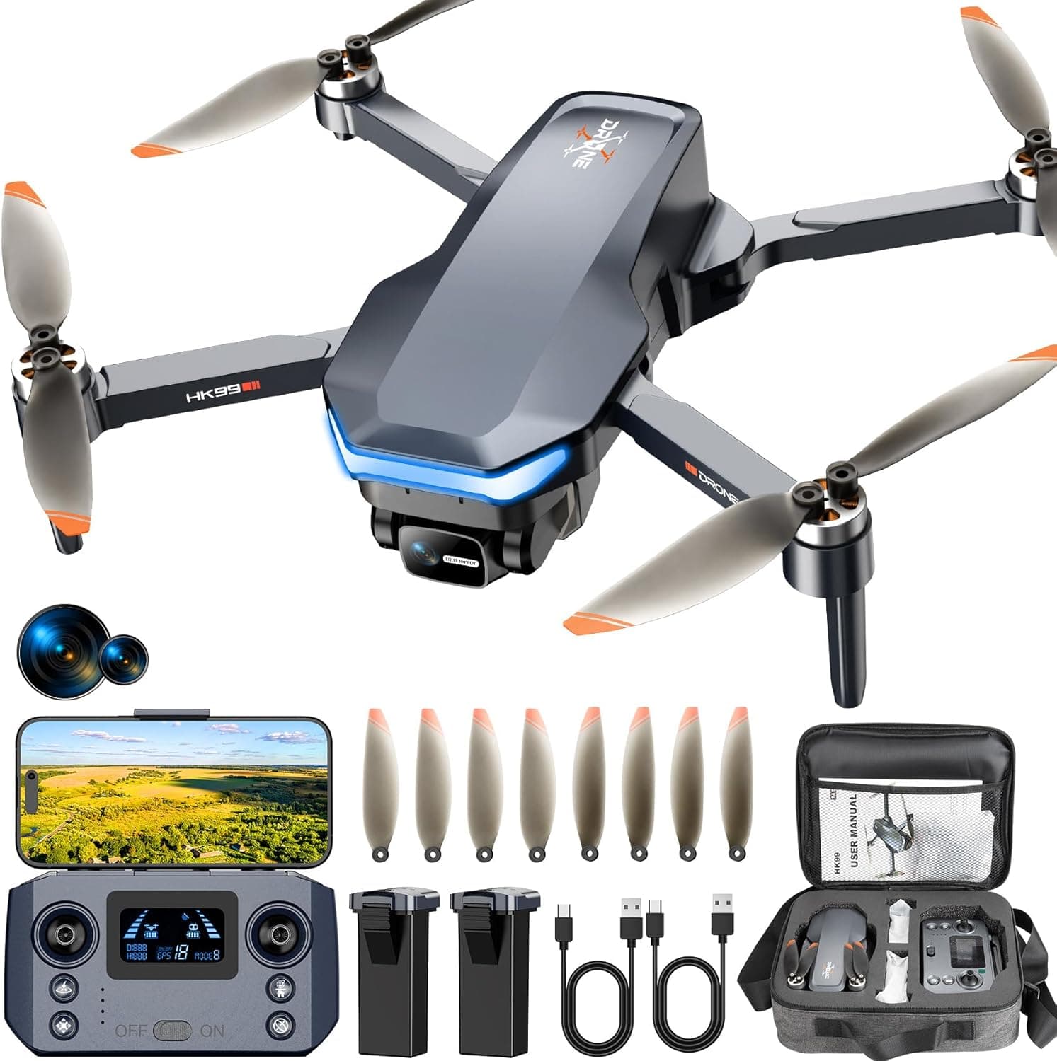 GPS Drone with 4K Camera, 48 Mins Flight, Waypoint Fly, Gesture