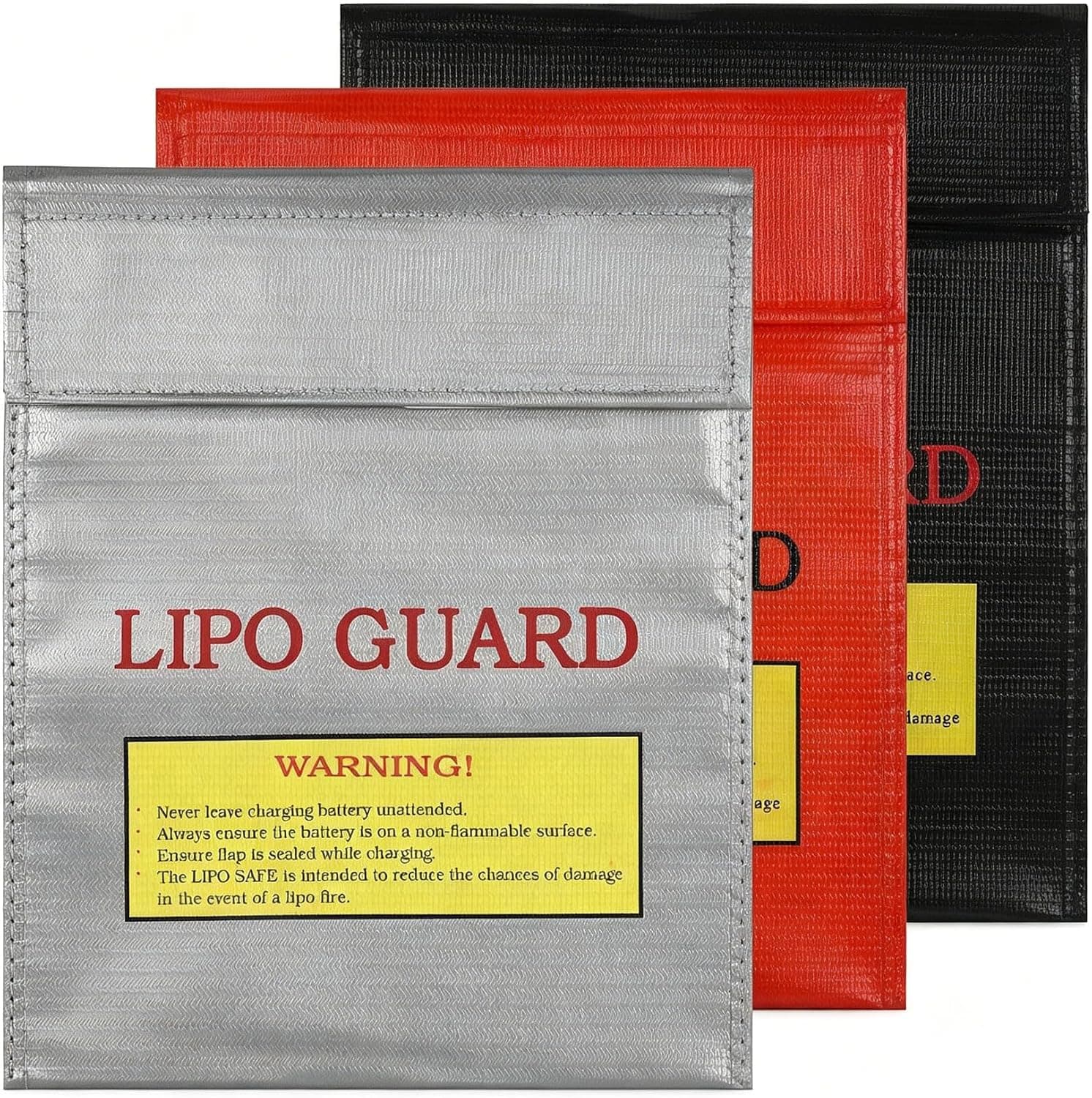 LiPo Guard Battery Safe Bag Flame & Heat Resistant 3 Pack (Small)